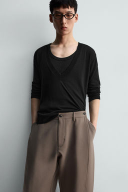 PANTAL?N RELAXED FIT PLIEGUES / Negro - Zara фото 5