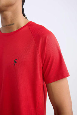 Красная спортивная футболка стандартного кроя DeFactoFit с круглым вырезом и короткими рукавами  фото 8