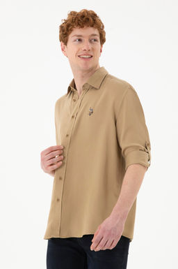 Мужская рубашка цвета хаки с длинным рукавом - U.s. polo assn фото 3