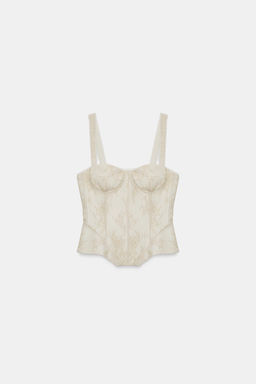 TOP CORSETERO ENCAJE ZW COLLECTION / Crudo