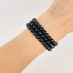 Бусины для украшений из черного Турмалина (Шерл) (62 бусины) 38 см