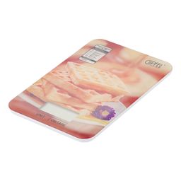 5853 GIPFEL Весы кухонные электронные RIO 23х15х1,3см с брошюрой рецептов. Материал: акрил, пластик. Питание: тип батареи CR2032 2шт (не в комплекте). Размер ЖК-экрана: 55х25мм