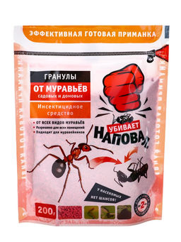 Цена за 2 шт. Гранулы от садовых и домашних муравьев Наповал, дой-пак, 200 г