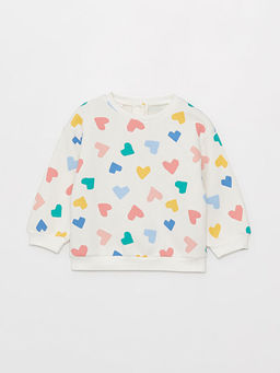 Bisiklet Yaka Uzun Kollu Bask?l? K?z Bebek Sweatshirt