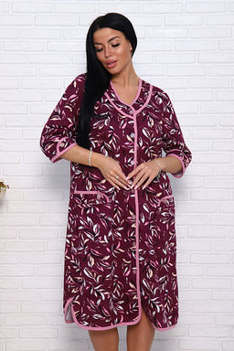 Халат женский на пуговицах с карманами, бордо (958-1) - Плиона фото 11