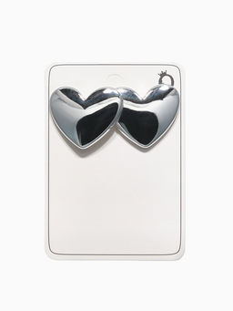 Серьги пластик Сердце, цвет серебро - Qf фото 3