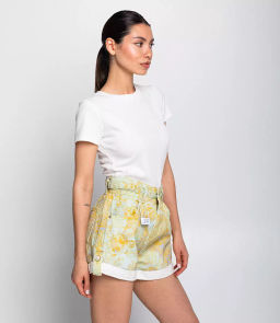 Джинсовые шорты #КТ6216, жёлтый,зелёный