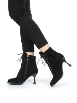 04-E29W-15B BLACK Ботильоны зимние женские (натуральная замша, натуральный мех)