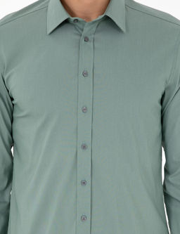 Мятная приталенная рубашка с длинным рукавом - Cacharel фото 6