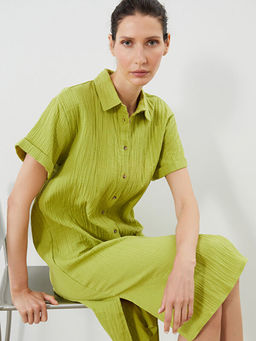 Dokulu Oversize M?slin G?mlek Elbise