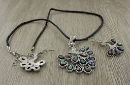 Набор Павлин пышный хвост серьги и кулон - Agat77 фото 2