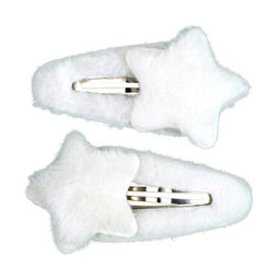 Набор заколок для волос клик-клак, текстильные, арт. 71751 / 10 ПУШИСТЫЕ ЗВЕЗДОЧКИ (в наборе: 2шт.