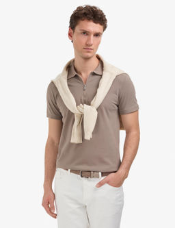 Koyu Vizon Slim Fit %100 Pamuk K_vr_lmaz Polo Yaka Basic Ti__rt