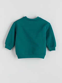 Bisiklet Yaka Bask?l? Erkek ?ocuk Sweatshirt