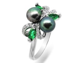 Кольцо из серебра жемчуг, Км108ч