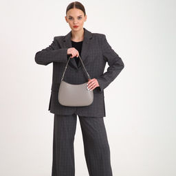 Сумка женская багет TEXTURA на молнии, 28×6×17 см, серая