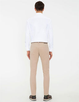 Bej Slim Fit Kanvas Pantolon