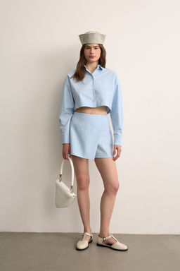 Шорты мини изо льна на запах - Mollis фото 3