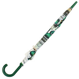 Зонт-трость полуавтомат Бабочки 3D PEVA, 8 лучей, д/купола 100см, 80см в сложенном виде, пластмассовая ручка, зеленый, 370гр (Китай) - Домашняя мода фото 3