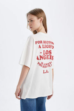 Футболка оверсайз с круглым вырезом и короткими рукавами с принтом Снова в школу