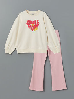 Bisiklet Yaka K?z ?ocuk Sweatshirt ve Tayt