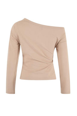 Tas Buzgu/Drape Detayl? Dokumlu Asimetrik Yaka Orme Bluz TWOAW26BZ00138