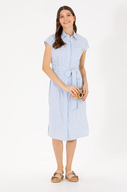 U. S. Polo Assn Женское синее тканое платье