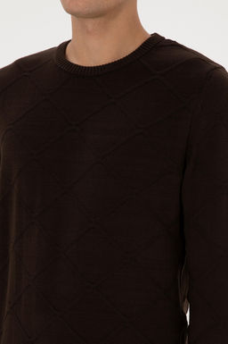 Erkek Regular Fit Bisiklet Yaka Koyu Kahverengi Kazak - U.s. polo assn фото 7