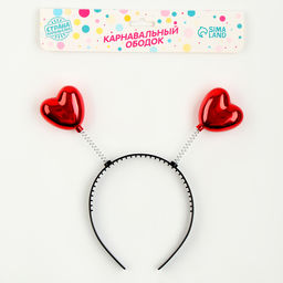 Карнавальный ободок «Сердечки», красный