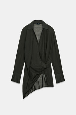 ZW COLLECTION ASYMMETRIC WOOL BLEND SURPLICE TOP