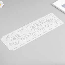 Пластиковый трафарет для творчества бордюрный Арт Узор. Автомобили, шаблон, 40?12 см