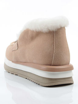 04-5520-11 BEIGE Ботинки зимние женские (натуральная кожа, 100% шерсть)