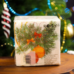 Цена за 4 шт. Салфетки бумажные Новогодний кант 1 слой, 24?24 см, 100 шт.