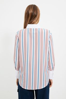 TRENDYOLMILLA X Sagaza Studio Cok Renkli Cizgili Nak?sl? Gomlek TPRAW22GO1090  фото 6