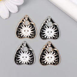 Цена за 4 шт. Декор для творчества металл «Солнце символ», эмаль, 2.6×2.3 см, МИКС