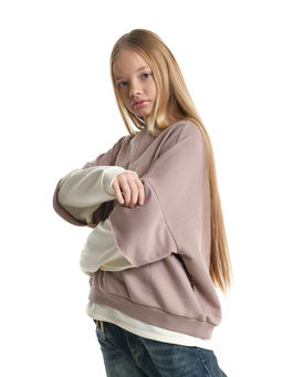 Толстовка для девочки 22-8047 бежевый - Mini maxi фото 10