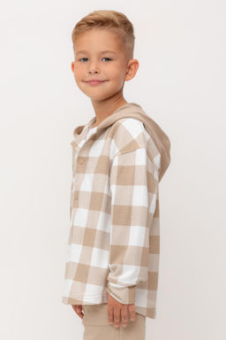 Crockid _ КР 302681/темно-бежевый,клетка виши к534 рубашка для мал  фото 3