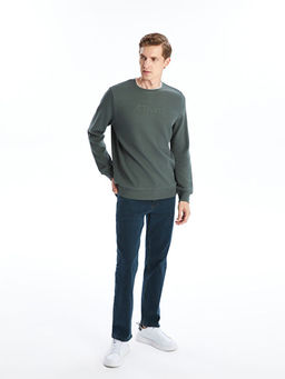 Bisiklet Yaka Uzun Kollu Bask?l? Erkek Sweatshirt - Waikiki фото 2