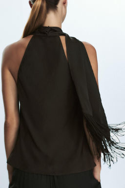 SATIN TOP WITH FRINGING - Zara фото 12