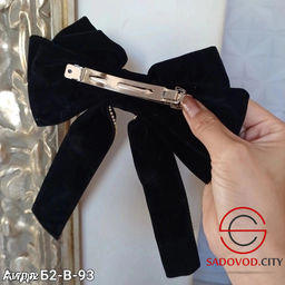 Бархатная заколка с бантом и с жемчугом - Bruno фото 5