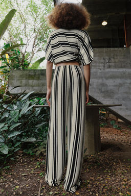 PANTAL?N R?STICO WIDE LEG / Crudo / Negro - Zara фото 5