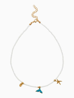 Чокер "Морской мир" русалочка с жемчугом, цвет бело-голубой в золоте