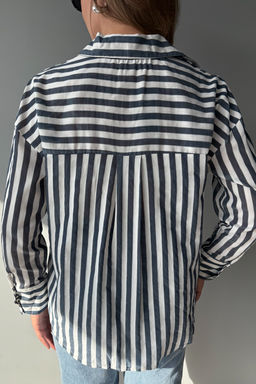 Kahverengi Bej Cizgili Oversize Gomlek TWOAW26GO00093 - Trendyolmilla фото 13