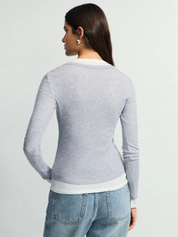 Облегающий лонгслив с двумя слоями / Zarina  фото 9