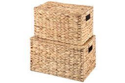 Набор 2 плетеных корзин 45*30,5*27,5 см, 40,5*25*25,5 см, с крышками, водный гиацинт