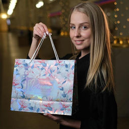 Пакет подарочный голографический, упаковка, Dreams come true, 32?26?12 см