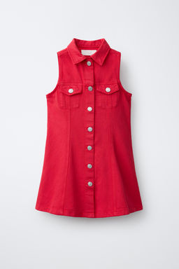 VESTIDO DENIM BOTONES / Rojo