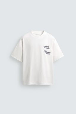 CAMISETA TEXTOS ESTAMPADOS CONTRASTE / Blanco