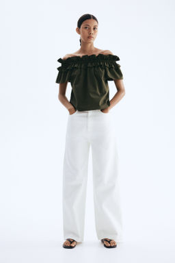 Blusa off-the-shoulder con escote de volante - H&m фото 7