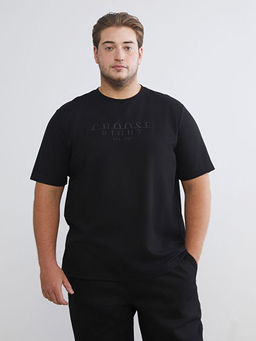 Bisiklet Yaka Bask?l? Erkek Ti??rt